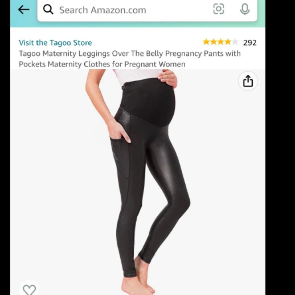 NEW! Tagoo Maternity Leggings Faux Leather. Size Medium.